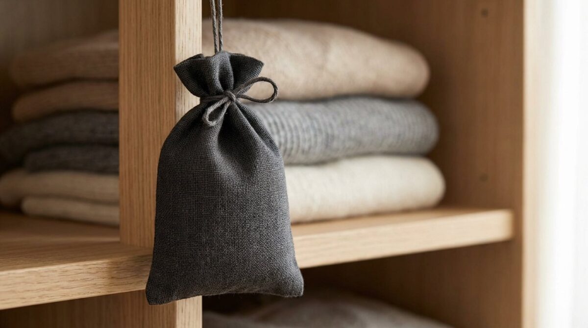 scopri il sacchetto nero giapponese che elimina lumidità negli armadi in modo naturale e duraturo, superando aceto e bicarbonato