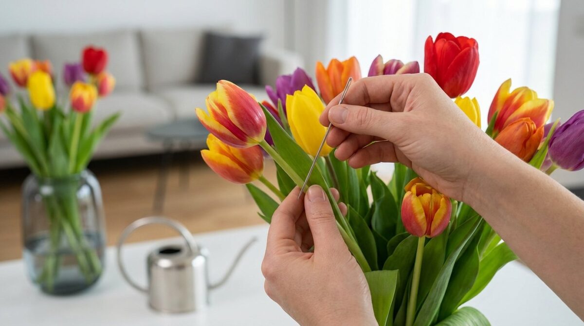 scopri il segreto per conservare i tulipani freschi più a lungo con la tecnica del fiorista di forare lo stelo e mantenerli rigogliosi per oltre una settimana